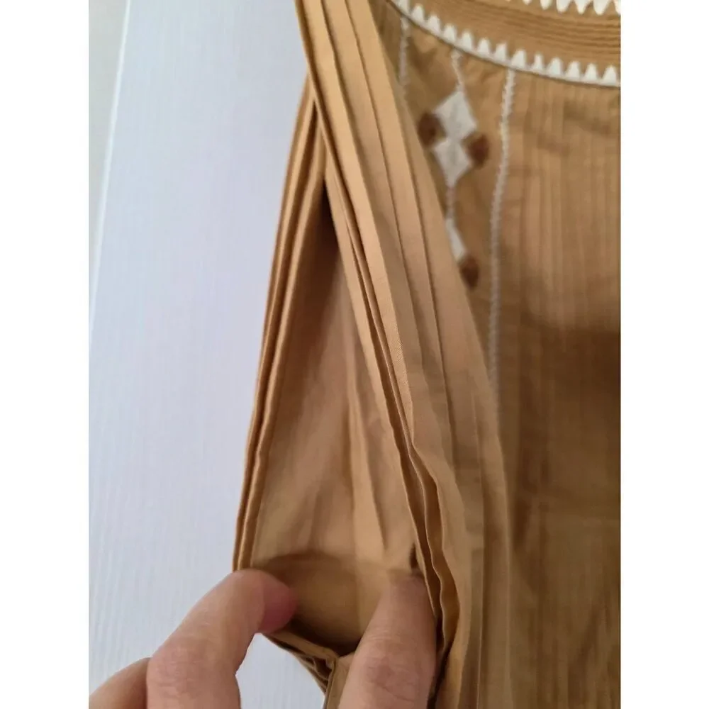 Ulla Johnson Midi Pleated Brown Sabina Embroidered Skirt 0 NWT - Picture 5 of 12